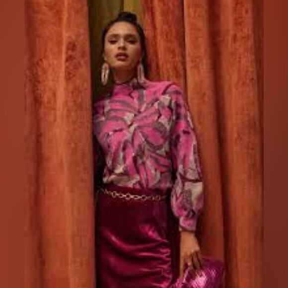 Anthropologie Beatriz Mock Neck Sweater Pink Gold XL - Picture 3 of 8